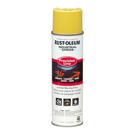 Rust-Oleum Industrial Choice Precision Line Marking Paint, Flat High-Visibility Yellow, 17 oz Aerosol Can, 12PK RST203034CT